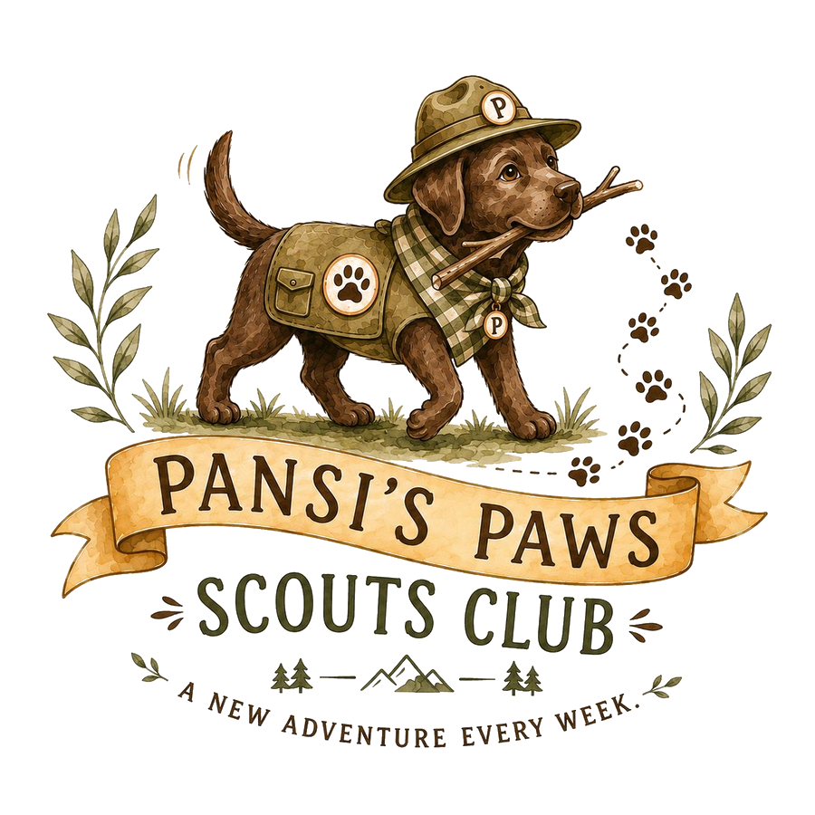 Pansi's Paws Scouts Club — a chocolate labrador in scout uniform